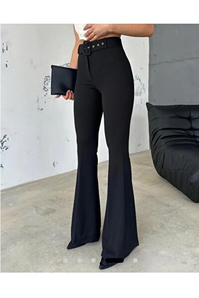 Asia İSPANYOL YÜKSEK BEL KEMERLİ KUMAŞ PANTOLON (Likralı Double kumaş)