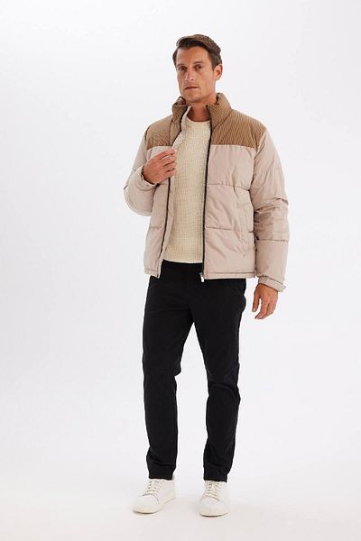 DeFacto Water Repellent Inflatable Coat Slim Fit Close-Fitting Stand Collar Zipper Pocket D1283Ax24Wn