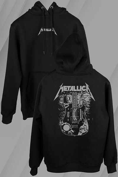 Kendim Seçtim Metallica Kirk Ouija Board Guitar - Hanorac cu glugă unisex cu imprimeu pentru chitară rock