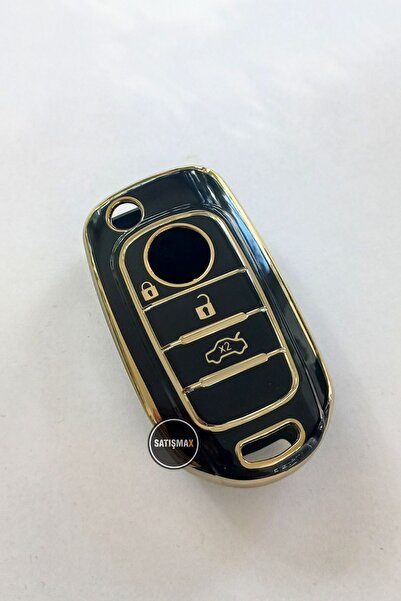 SatışMax Fiat Egea Nano Key Case - Black Gold, 1.Ci Quality, 3 Buttons