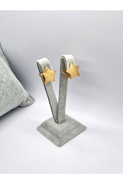 Brassito أقراط نسائية من الفولاذ على شكل نجمة مزدوجة الجوانب - لون ذهبي 316L غير تشويه