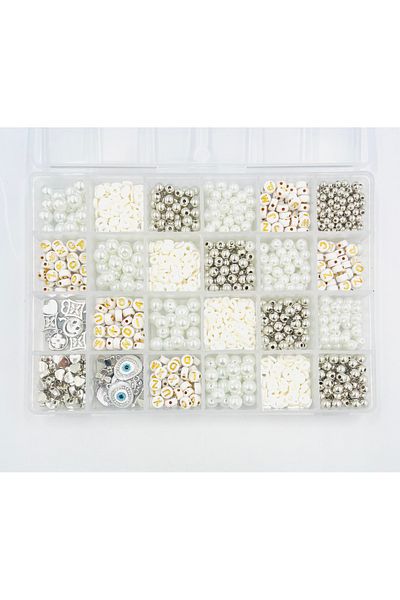 yiğit aksesuar Σετ 4 τεμαχίων Hobby Supplies - Ασημένιο Spacer και Σετ βραχιόλι με μαργαριτάρια και χάντρες με γράμματα