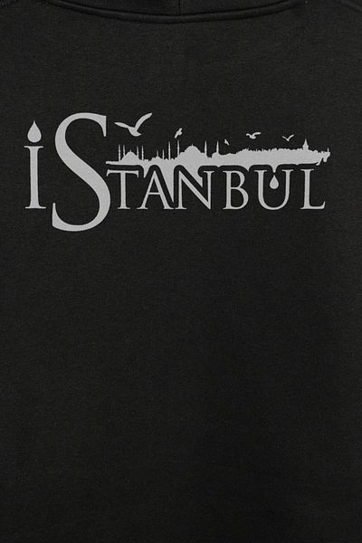 Kendim Seçtim Tipografic Istanbul Silhouette Design Pescăruș Hanorac imprimat față și spate Hanorac cu glugă unisex