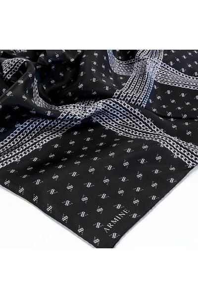 Armine DJ PURE SILK SCARF 8113D( S) (NOSTALJİ SURA) ΜΑΥΡΟ - ΓΚΡΙ - 8113-13