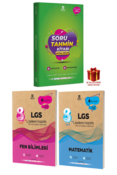 Başka Yayıncılık Başka Yayınları 8. Sınıf LGS Sayısal Soru Tahmin+Fen Denemeler+Matematik Denemeler+Hediye