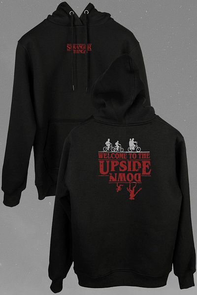 Kendim Seçtim Stranger Things Καλώς ήρθατε στο ποδήλατο Upside Down εμπρός και πίσω εμπριμέ φούτερ Unisex Hoodie H
