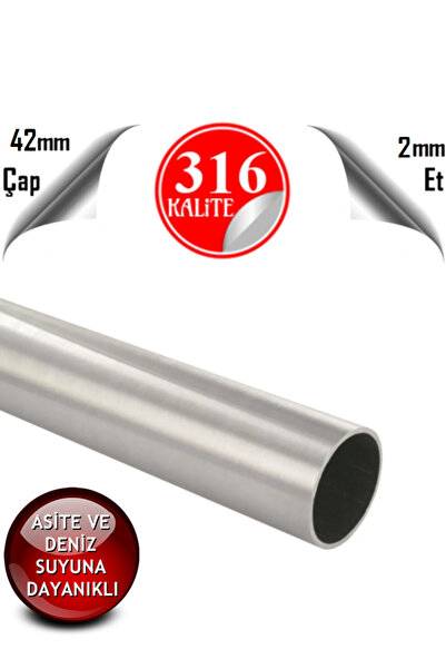 abcpaslanmaz Paslanmaz Çelik 316 Kalite Boru 42 X 2 Mm (1 METRE)