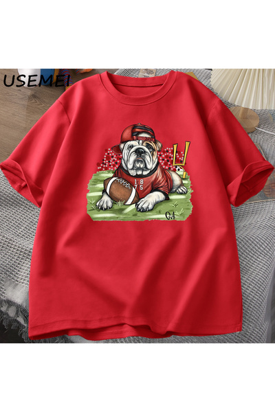 Drippy Go Bulldogs T-shirt - Zabavna fudbalska grafika, Štampano %, Pamuk kra...
