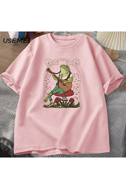 Drippy Slatka majica sa žabom u stilu cottagecore koja svira bendžo, muškarci...