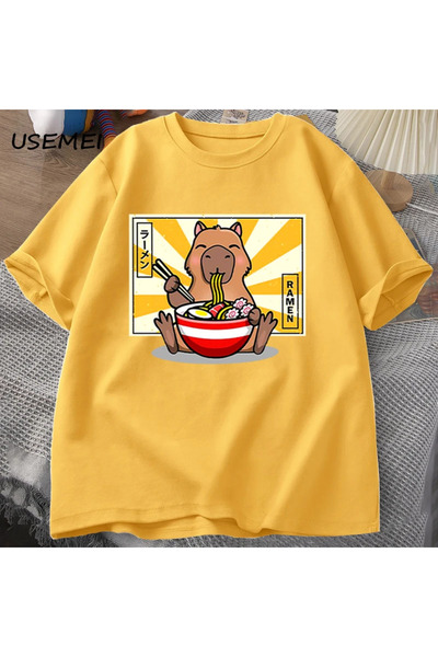 Drippy Tricou casual pentru bărbați din bumbac Capybara - mânecă scurtă, modu...