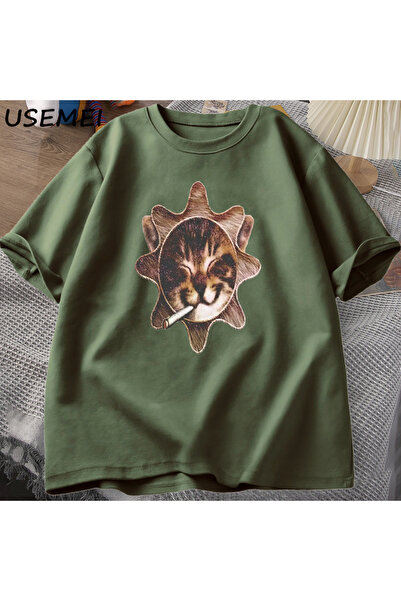 Drippy Che Glo Cat Kitten Sun T-shirt - Y2K Destroy Lonely Design, pamučna roba