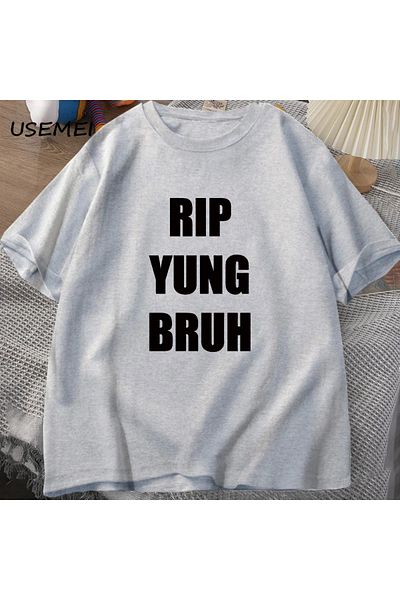 Drippy Tricou YUNG BRUH Rip - Lil Tracy Meme Peep, tricou amuzant de vară din bumbac