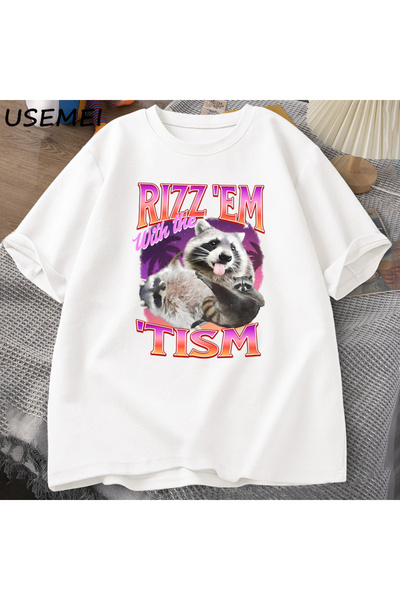 Drippy Rizz Em Tism - Unisex retro oposum T-shirt , muška smiješna majica sa ...