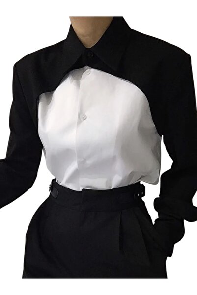 MAMAYAGA Cămașă de damă, alb-negru, 100% bumbac, curbă, mărime mare, sport casual, cu design elegant