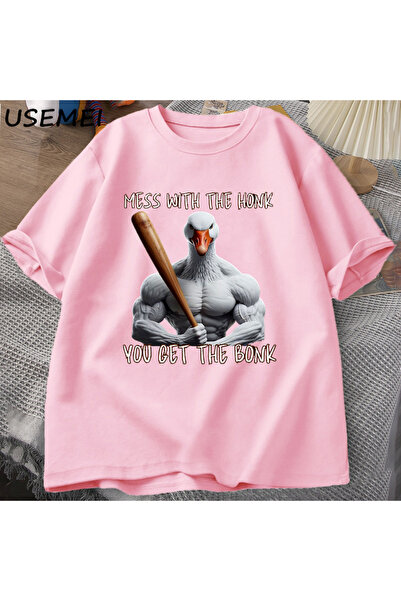 Drippy Bonk Funny Duck Sa deznom Majica sa ribom i guskom - Sa detaljnim crtama