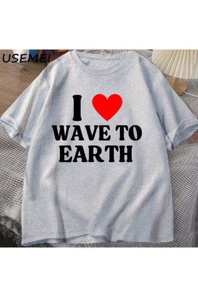 Drippy Volim valove svetu T-shirt Muškarci Žene Ja srce val do zemlje Grafičk...