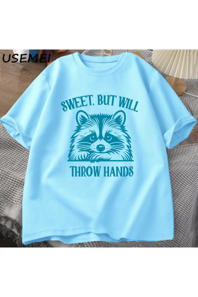 Drippy Muška i ženska smešna majica sa memom rakuna, slatka, ali će baciti ru...