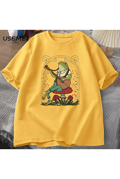 Drippy Slatka majica sa žabom u stilu cottagecore koja svira bendžo, muškarci...
