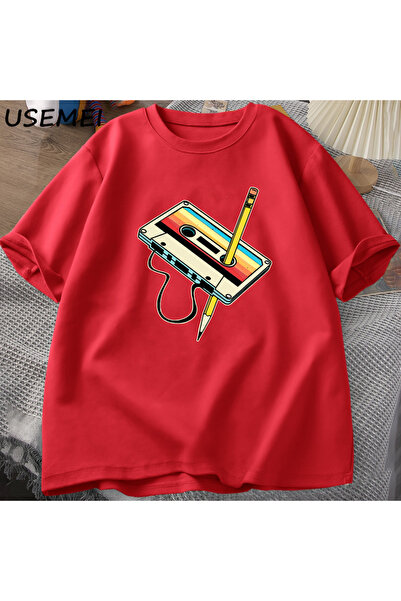 Drippy 80-ih Kasetofon Olovka Sa deznom Muška i Ženska Retro Muzika T-shirt -...