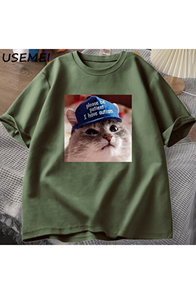 Drippy Muška T-shirt - Budi strpljiv, ja sam autizam mačka grafika, kratki ru...