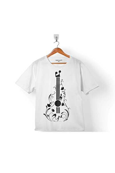 Guitar Drawing Design Note Music Left Key Kids T-Shirt