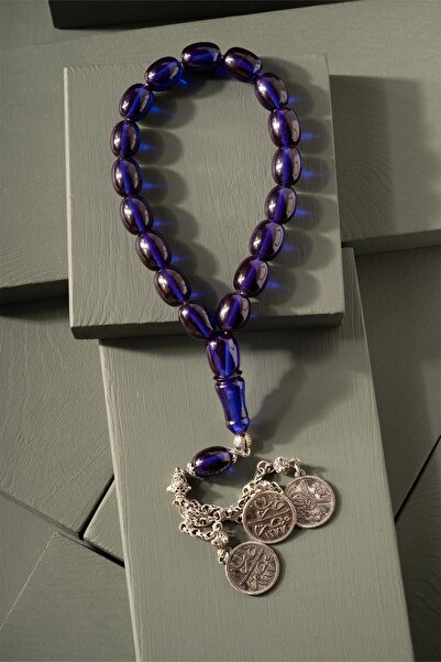 TESBİHKENTİ Mărgele de rugăciune de chihlimbar de foc albastru de noapte cu c...