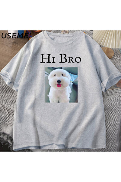 Drippy Za muškarce i žene Hello Bro Dog Puppy T T-shirt - Ležerna Y2K smešna ...