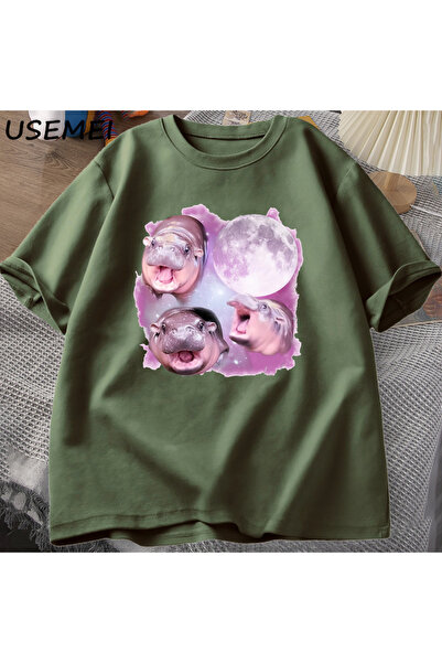 Drippy Smešni crtani film, slatki Moodeng za muškarce i žene T-shirt - Pamuk,...