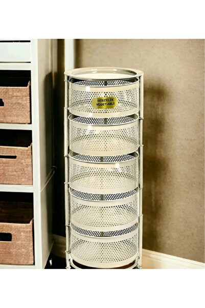 Bayev Ciro 5 Katlı Yana Açılır Krem Patates Soğan Sepeti Sebze Meyve Sepeti  ...