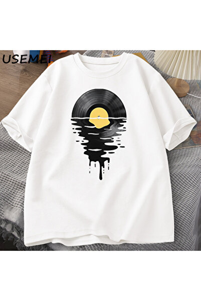 Drippy Sunset Vintage Music Lover T-shirt - Vinil, Cool, za DJ učitelja muzike