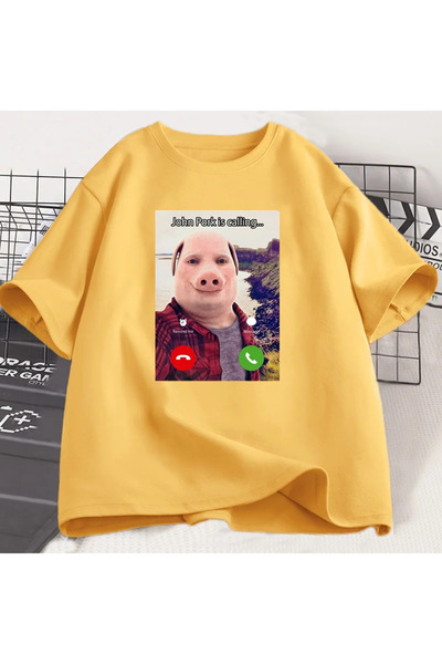 Drippy John domuz arıyor T shirt komik grafik Tee üst boy pamuk mizah domuz M...