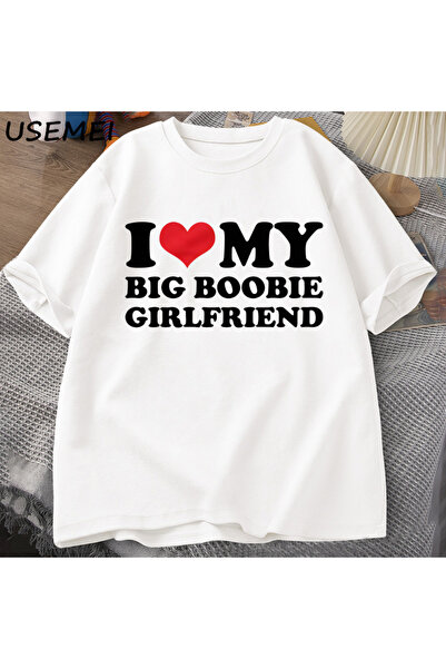 Drippy I'M the Heart of My Big Boobie Girlfriend T-Shirt Men Funny Gift for M...
