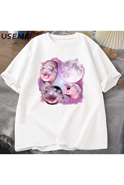 Drippy Smešni crtani film, slatki Moodeng za muškarce i žene T-shirt - Pamuk,...