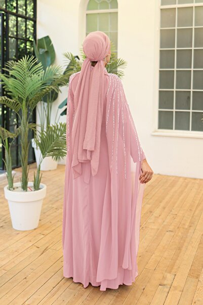 hakimoda Tesettür Laren Şifon Abiye Pudra