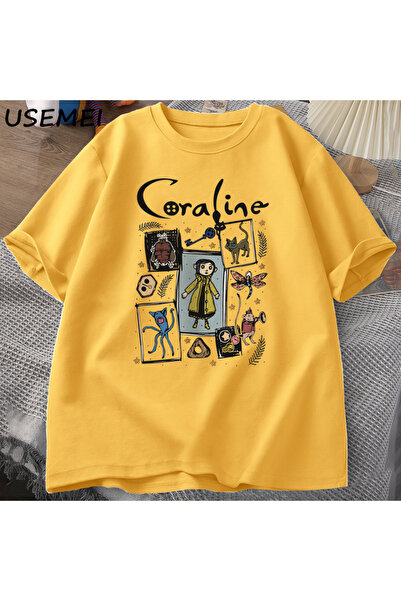 Drippy Coraline Halloween - Ženska i muška jeziva vintage majica, Harajuku ma...