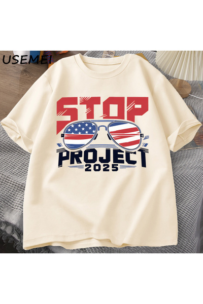 Drippy Stop Project 2025 Muška i Ženska Trump T-shirt - Pamuk, Kratki Rukav