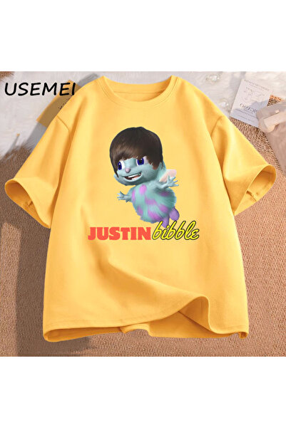 Drippy Justin Bibble Smešno štampana muška i ženska pamučna majica kratkih ru...