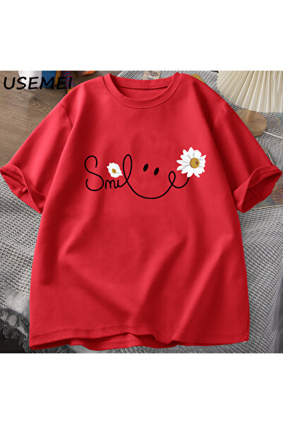 Drippy Hundred Daisy Smile T-shirt - Flower Štampano , Pamuk Majica kratkih r...