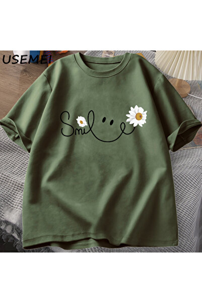 Drippy Hundred Daisy Smile T-shirt - Flower Štampano , Pamuk Majica kratkih r...