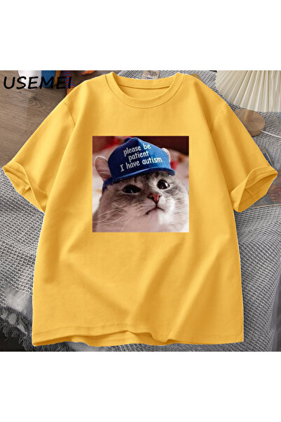 Drippy Muška T-shirt - Budi strpljiv, ja sam autizam mačka grafika, kratki ru...