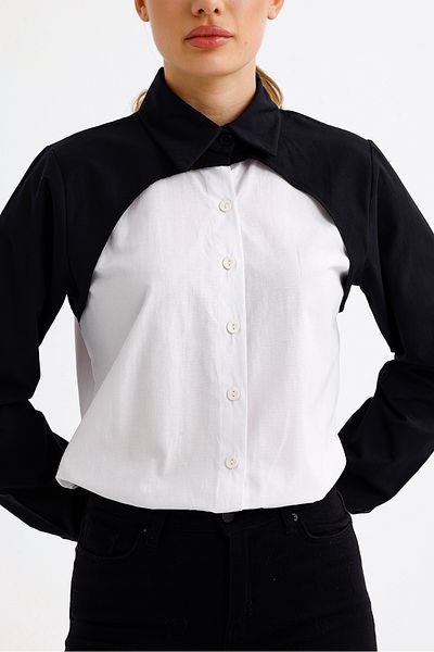 MAMAYAGA Cămașă de damă, alb-negru, 100% bumbac, curbă, mărime mare, sport casual, cu design elegant