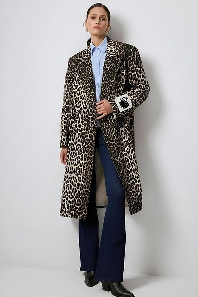 Touche Leopard Print Long Jacket Mkn3051