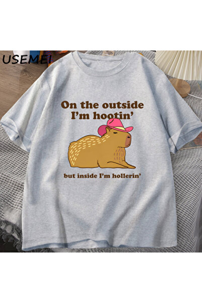 Drippy Hootin Capybara Out Here I Am majica - Man West T-shirt, Kauboj Kauboj...