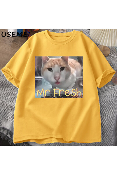 Drippy Mr Fresh Meme - Orange mačka Jedite T-shirt, Smešni meme sa bočnim pog...