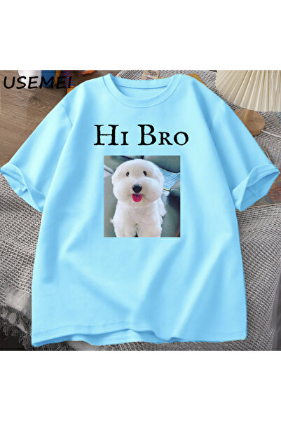 Drippy Za muškarce i žene Hello Bro Dog Puppy T T-shirt - Ležerna Y2K smešna ...