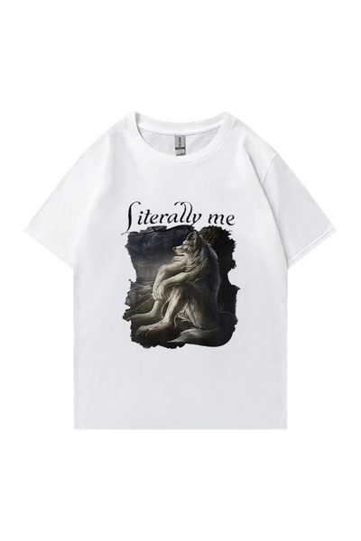 Drippy Sitting Wolf Literally Literally Me Funny Meme T Tricou clasic pentru ...
