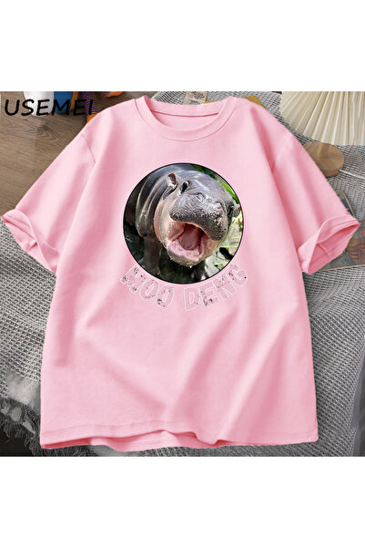 Drippy Moo Deng Ležerna kroj Muška i Ženska Pamuk Majica - O Izrez Tajland, K...