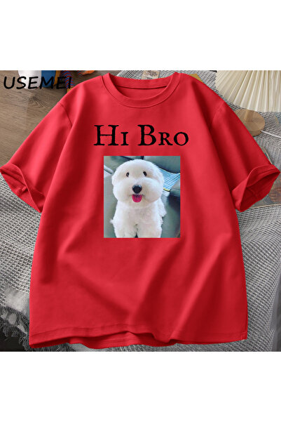 Drippy Za muškarce i žene Hello Bro Dog Puppy T T-shirt - Ležerna Y2K smešna ...