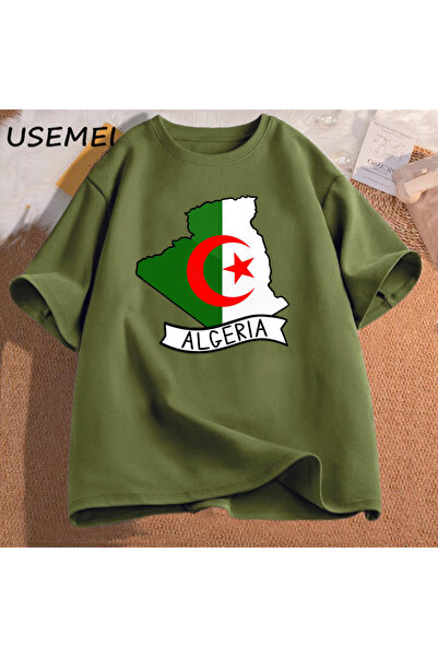 Drippy Tricou cu hartă steagului Algeriei Tricou călătorie în Algeria Tricou ...