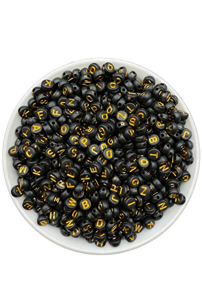 Flea Market 50 γραμμάρια χάντρες 4x7 χιλιοστά, επίπεδες, μαύρες με χρυσό/χρυσ...